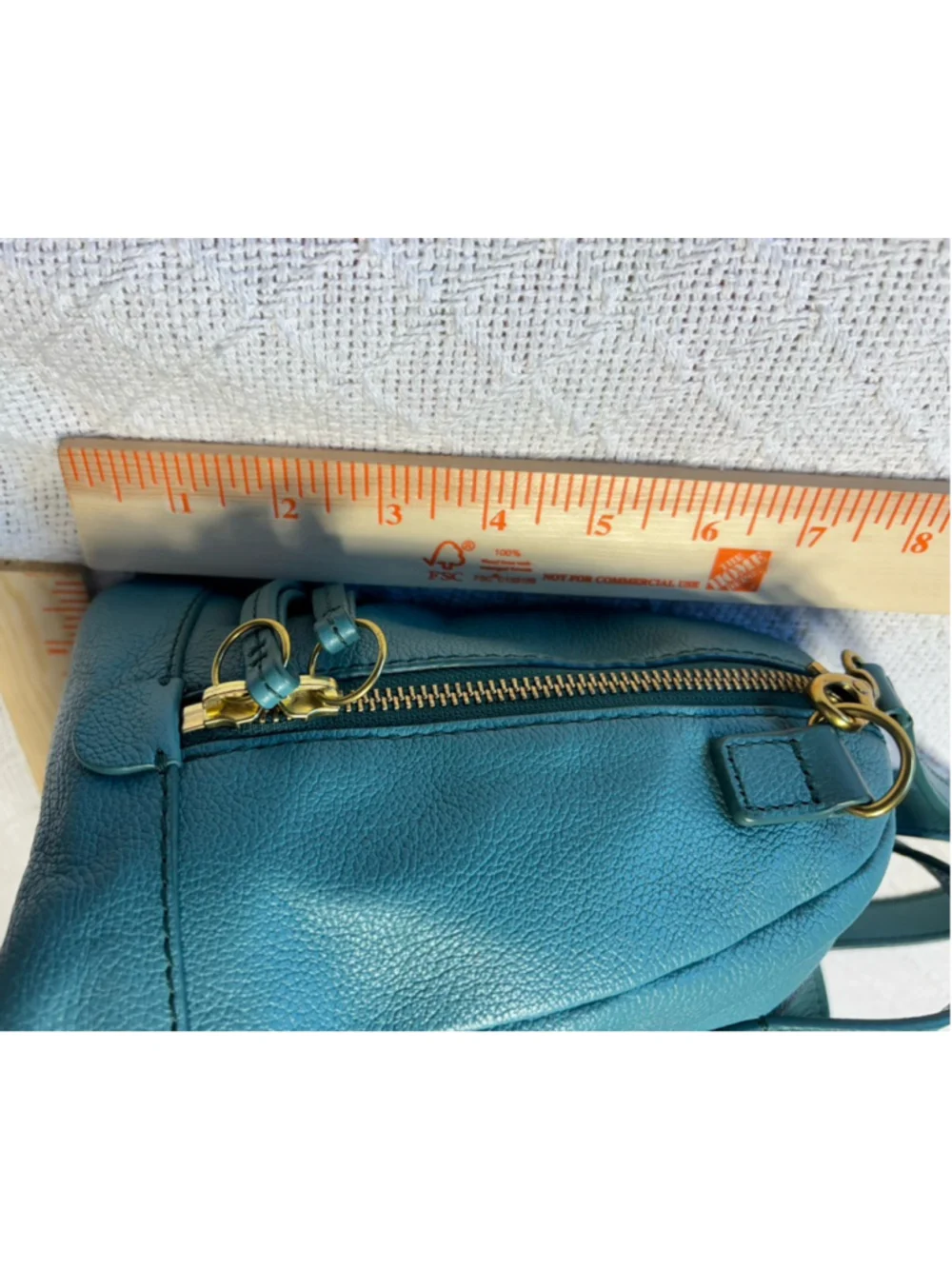 RARE Fossil Genuine Leather Sydney Satchel in Teal Blue/Green GUC - Picture 11 of 14